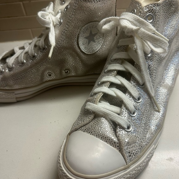 Converse Glittery Silver High-Top Sneakers - Picture 3 of 6
